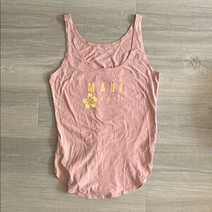 Roxy Pink Tank Top with Yellow MAUI Graphic